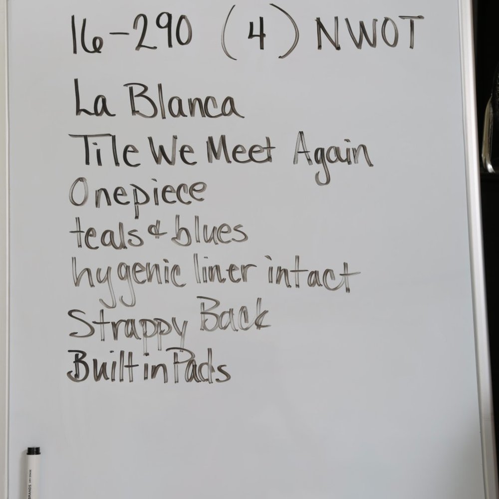 La Blanca Tile We Meet Again One Piece‎ Swimsuit, teals and blues, 4 NWOT - Picture 3 of 15